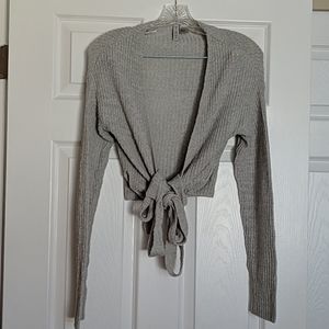 H&M Gray Crop Wrap Cardigan XS